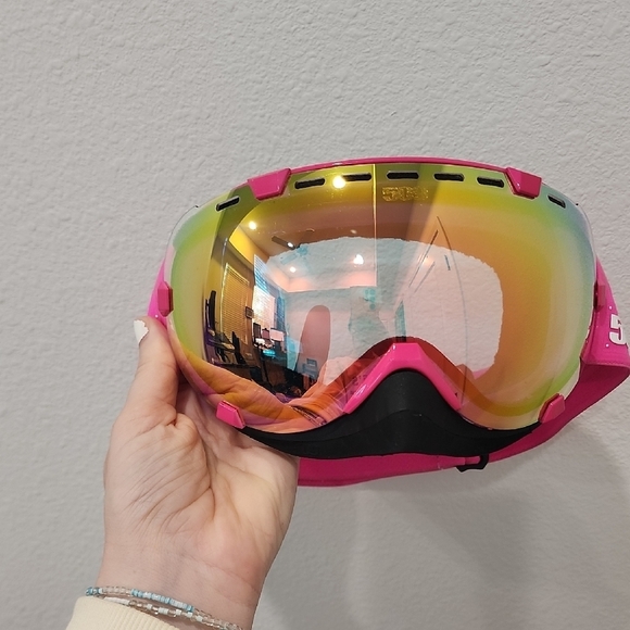509 Aviator Hybrid Goggle In Pink With Fire Mirror/Clear Lens - Picture 3 of 12